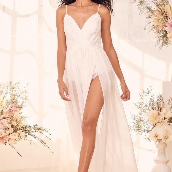 Lulus XS white lace maxi bodysuit dress - Picture 2 of 7